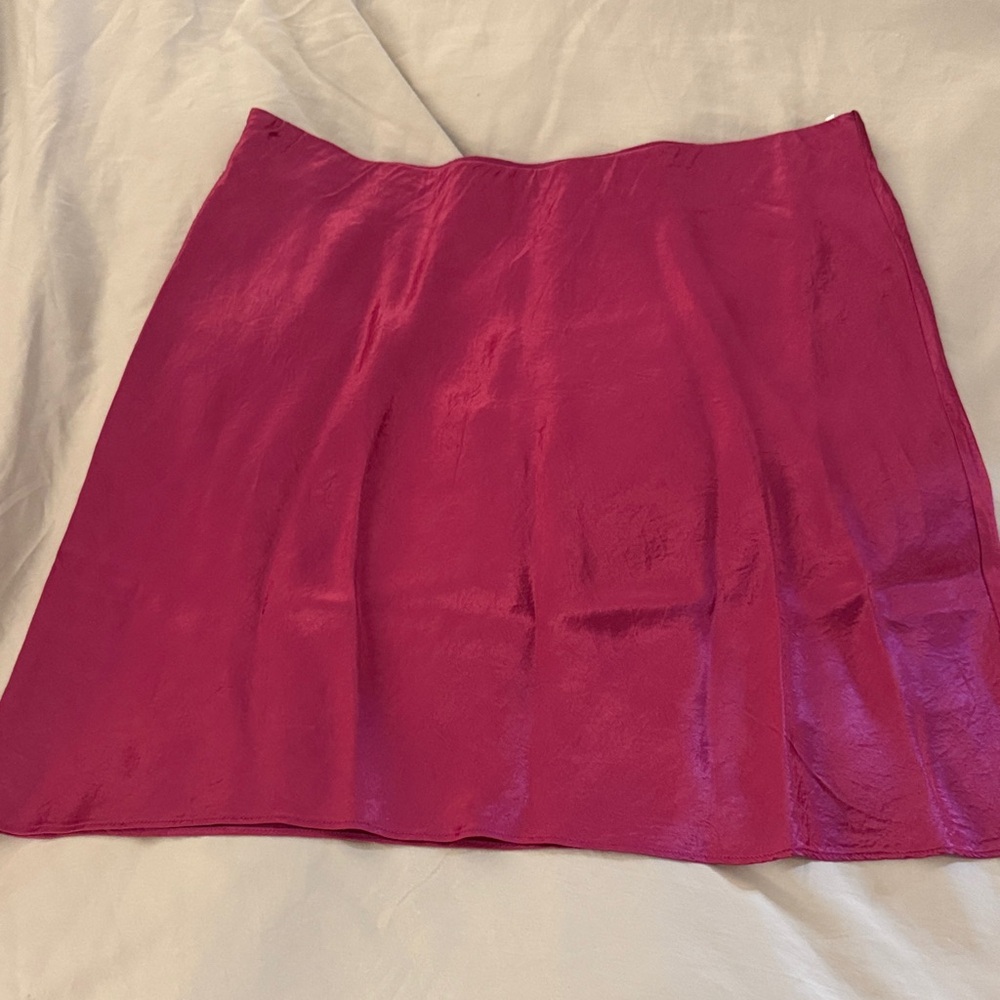 Babaton Fuchsia Satin A-Line Skirt